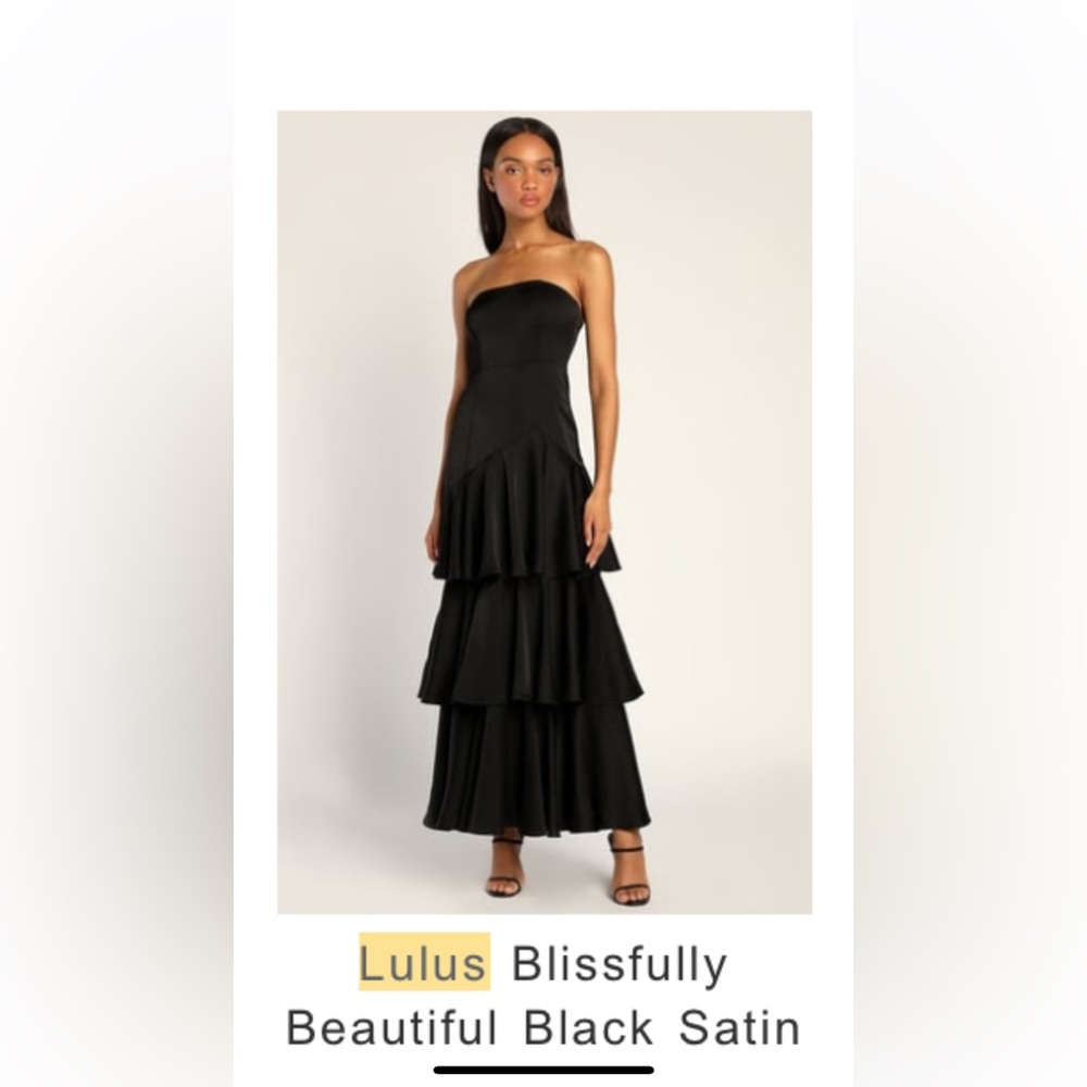 Lulus blissfully beautiful black satin dress